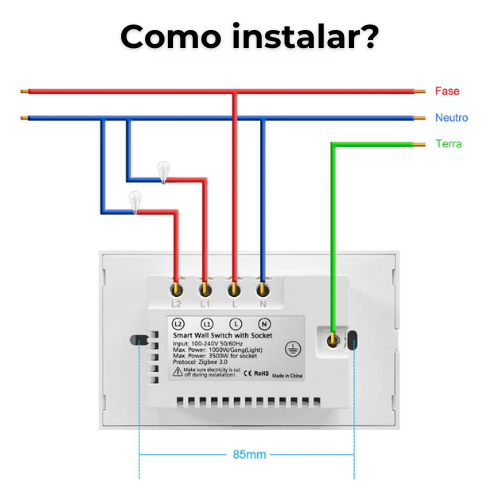 Interruptor + Tomada 16A Inteligente 2 botões - SUPER DESCONTO EM 2 UNIDADES🔥